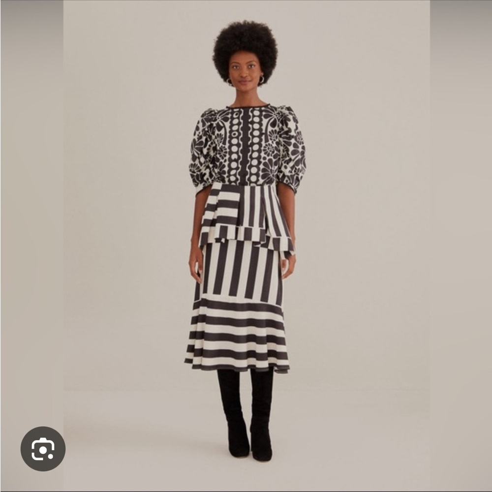 FARM Rio Mixed Stripes Midi Skirt NWT
